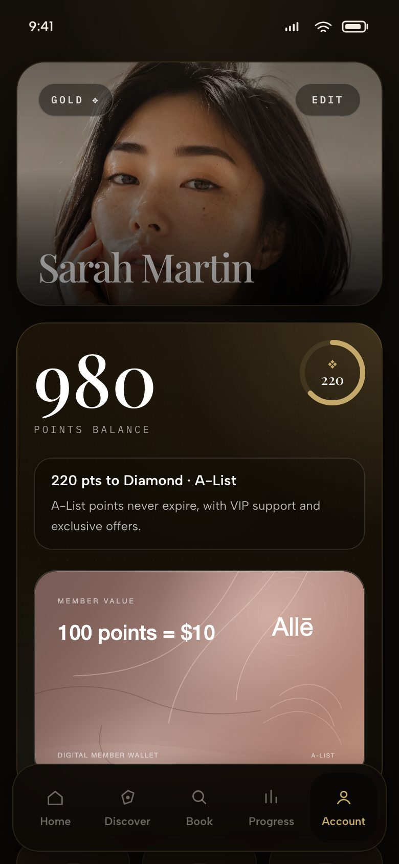 Account screen