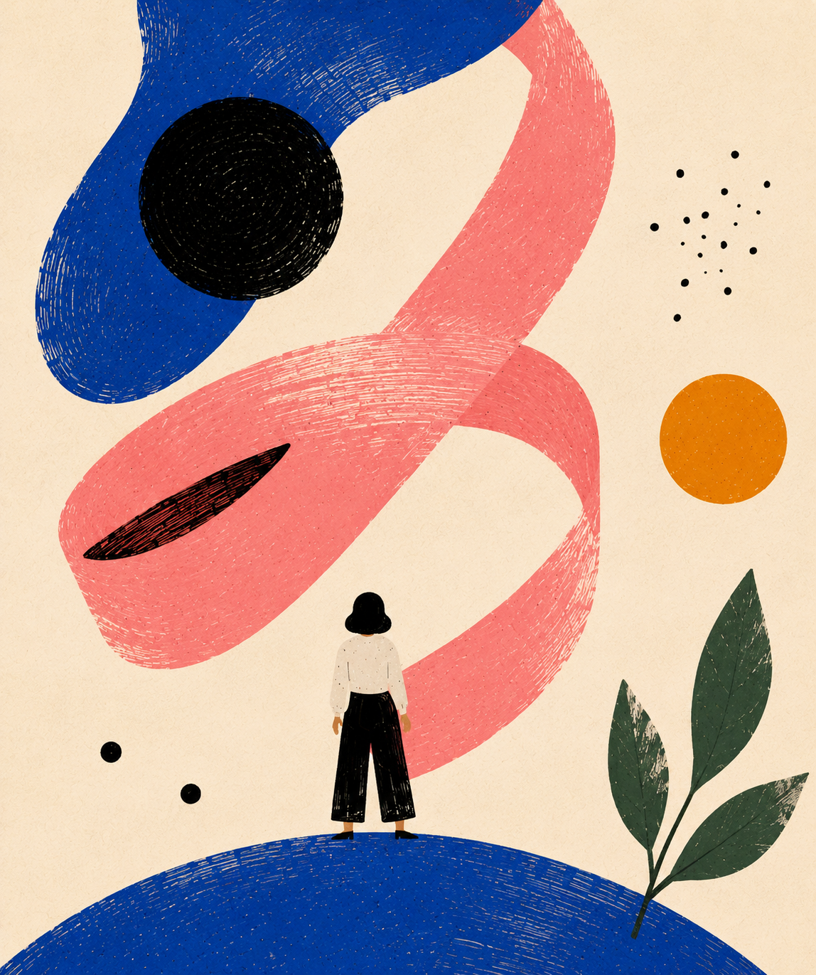 A figure stands still on a studio floor, waiting — open, listening