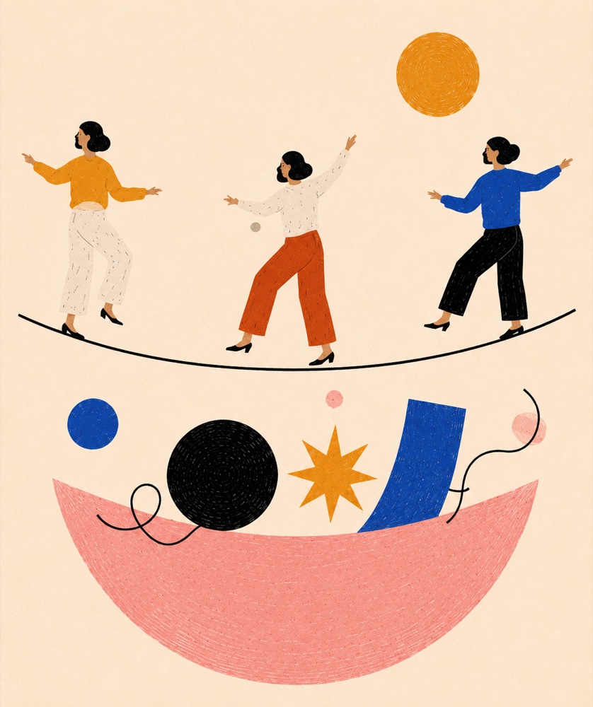 A figure already moving toward where they predict — the connection broken before the step completes